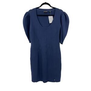 Ted Baker LONDON Dress 18-20US Ted Size 6 Dollra Ribbed Bodycon Navy Blue NWT